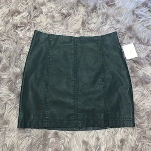 Free People Black Leather Mini Skirt